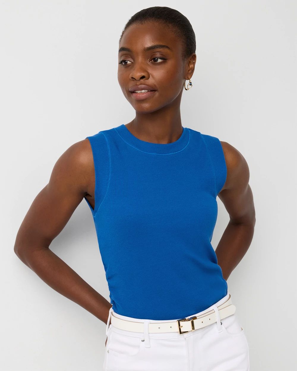 WHBM FORME™ Ribbed Stretch Ruched Side Tank | White House Black Market